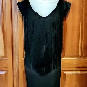 Venus black fringe dress